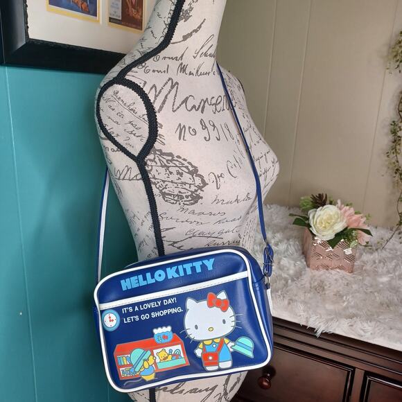 Vintage Hello Kitty Blue Purse Bag It's a Lovely Day Sanrio Japan - Rare - 1976